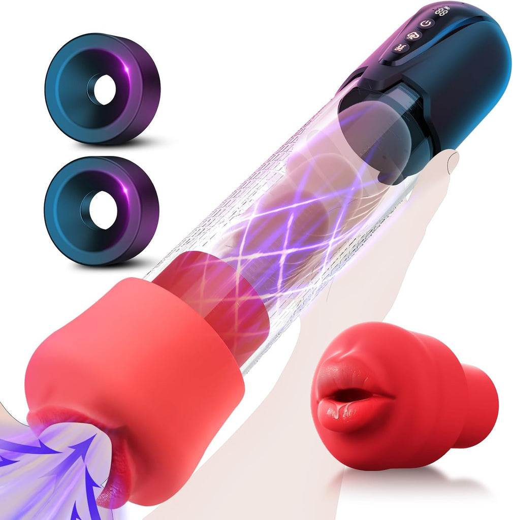 Penispumpe für Penisvergrößerung Elektrische Penis Pumpe Vakuumpumpe Sex Spielzeug für die Männer mit 3 Vakuum Trainingsmodi 6 Saugmodi,Taschenmuschi Masturbator Sex Toy mit 2 Silikonhülsen
