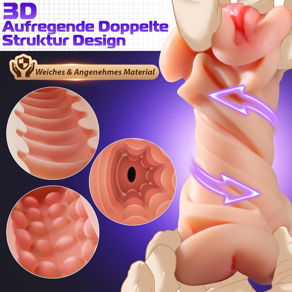 Masturbator Sweetdira Masturbieren für Männer, Realistisch Masturbatoren Vagina Anal Sex Spielzeug für die Männer Taschenmuschi 10 Vibrationen, Vibratorensets für Männer Sexspielzeug Solo, Sex Toy