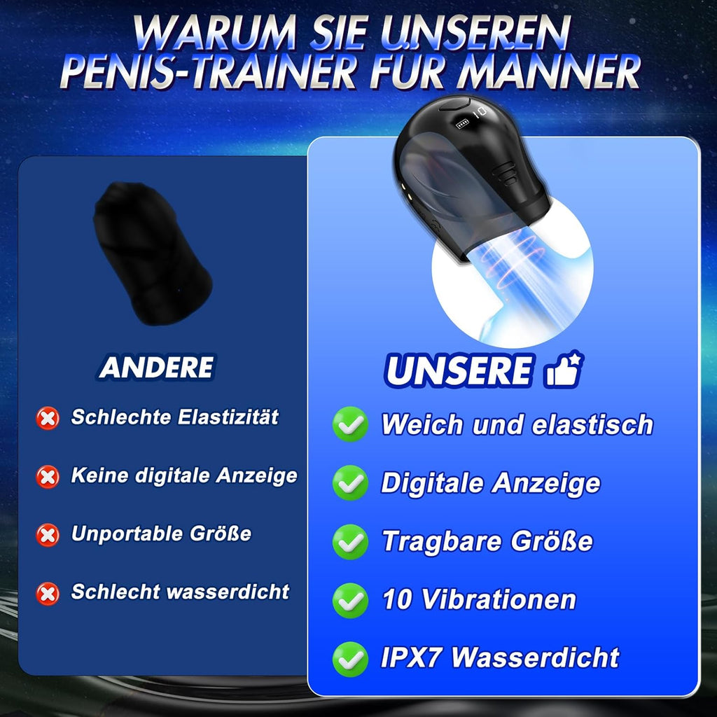 Penis Vibrator Trainer Masturbatoren Sexspielzeug-Elektrische Cup-Masturbatoren Mit LCD-Display & 10 Vibrationsmodi,360°Wrapping Glans Stimulator,sex spielzeug für die männer Vibratorensets für Männer