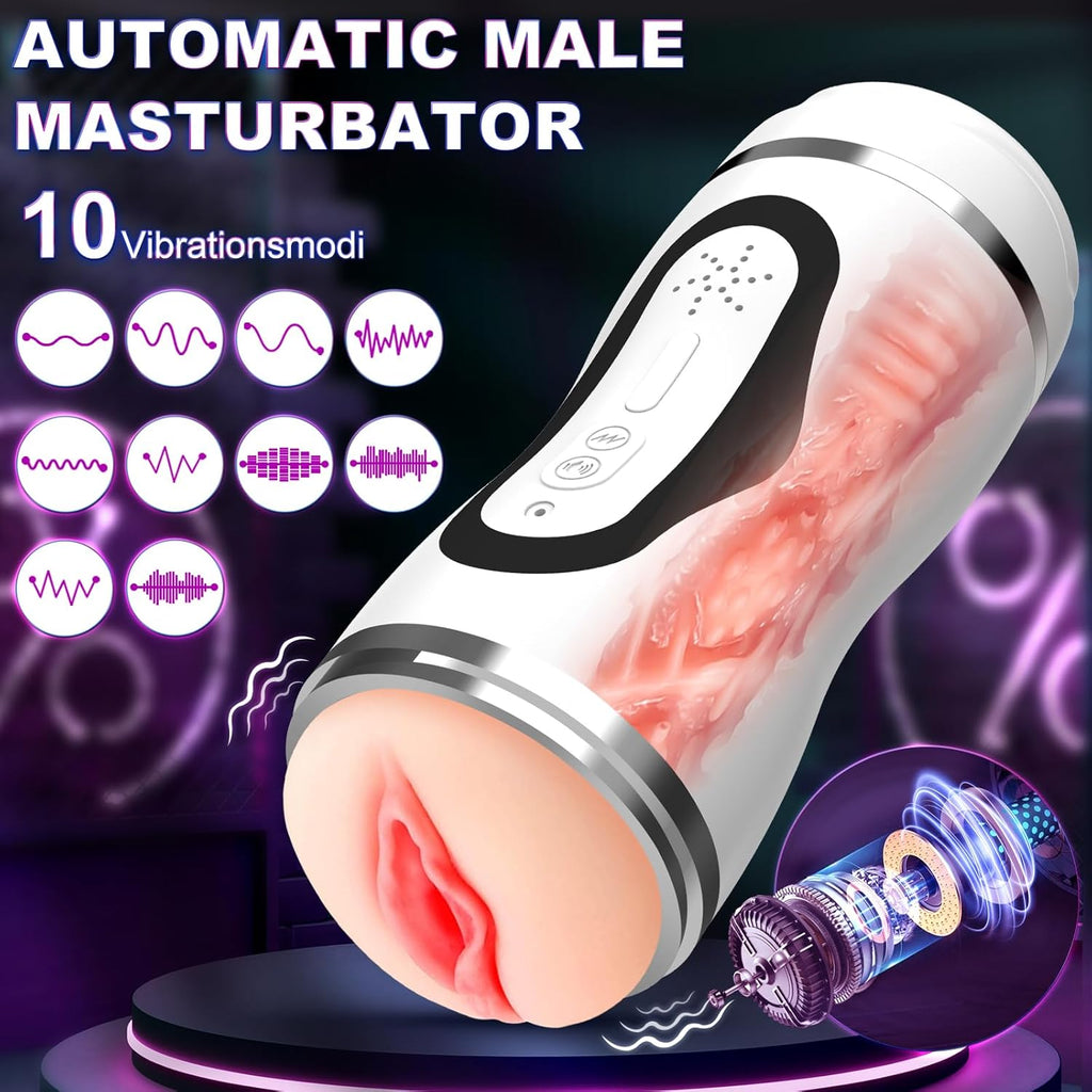 Elektrischer Masturbator Mann Cup Heizfunktion mit 10 Modi Masturbieren für Männer Sex Spielzeug für die Männer Soundfunktion Sexspielzeug Taschenmuschi Penis Masturbatoren Vibrator Blowjob