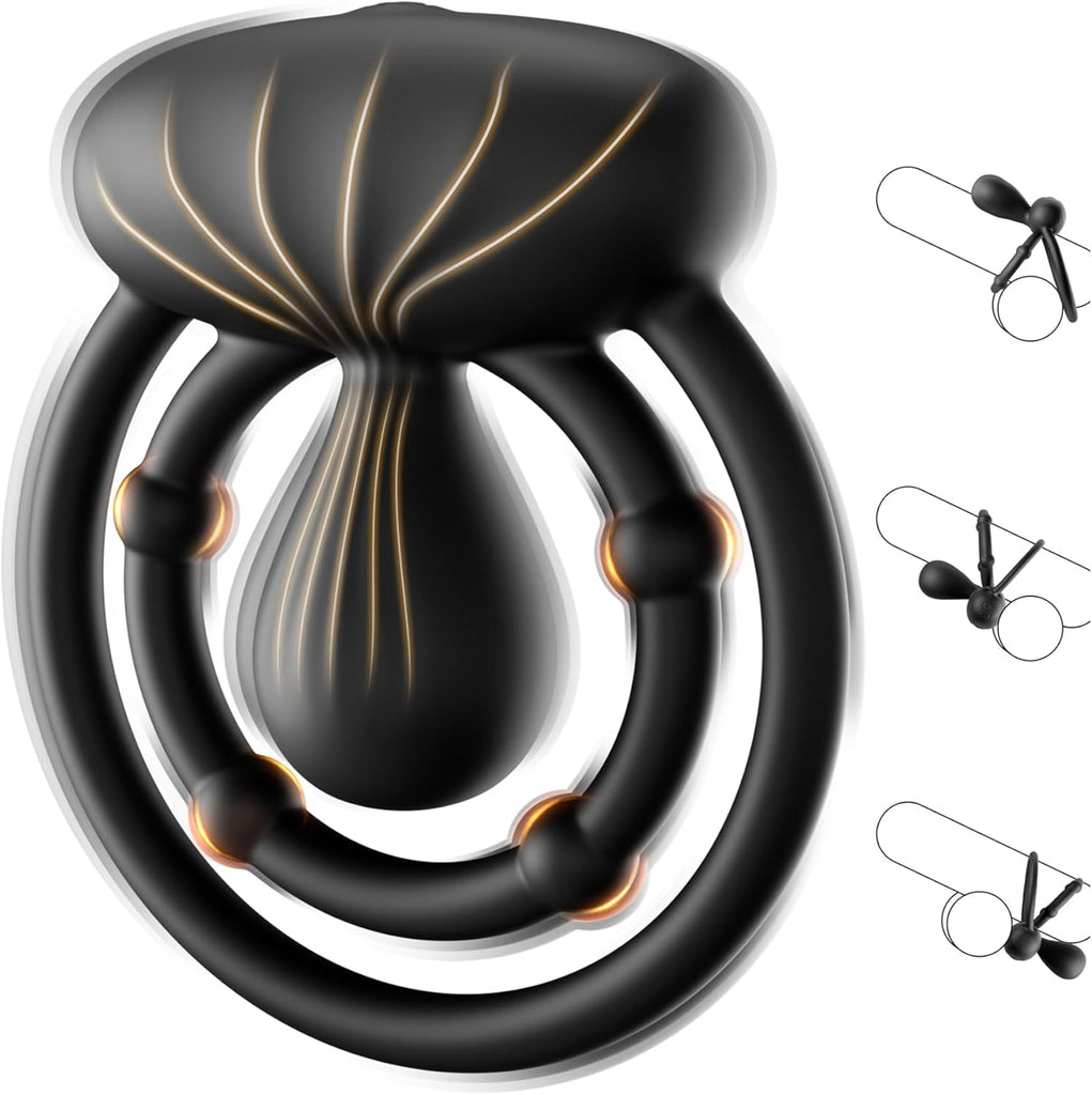 Penisring Vibrator mit 360° Verstellbar Klitorisstimulation, Verzögerter Doppel Penis Ring Sex Spielzeug für die Paare Männer Frau, Penisringe Erotisches Sexspielzeug für Paare Extrem Sex Toys