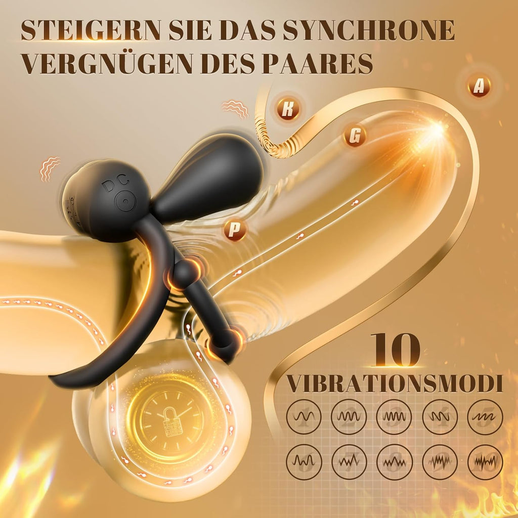 Penisring Vibrator mit 360° Verstellbar Klitorisstimulation, Verzögerter Doppel Penis Ring Sex Spielzeug für die Paare Männer Frau, Penisringe Erotisches Sexspielzeug für Paare Extrem Sex Toys