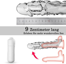 Laden Sie das Bild in den Galerie-Viewer, Penishülle mit Vibrator für 9 CM Penisverlängerung,Penis Sleeve erotisches Sexspielzeug für die Männer Penis Hülle Penismanschetten Sex Toyset Herren (Transparent)