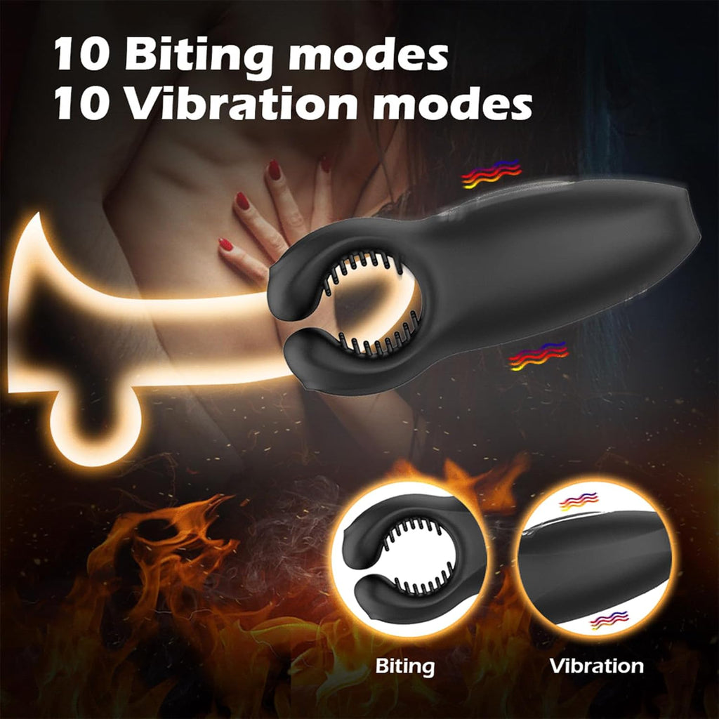 Zusammendrückbarer männlicher Masturbator-Penis-Vibrator-Trainer mit 10 Vibrationen 10 Beißmodi Silikon-Penismassagegerät Stroker, männlicher Vibrator verlängert die Ausdauer Sex Spielzeug