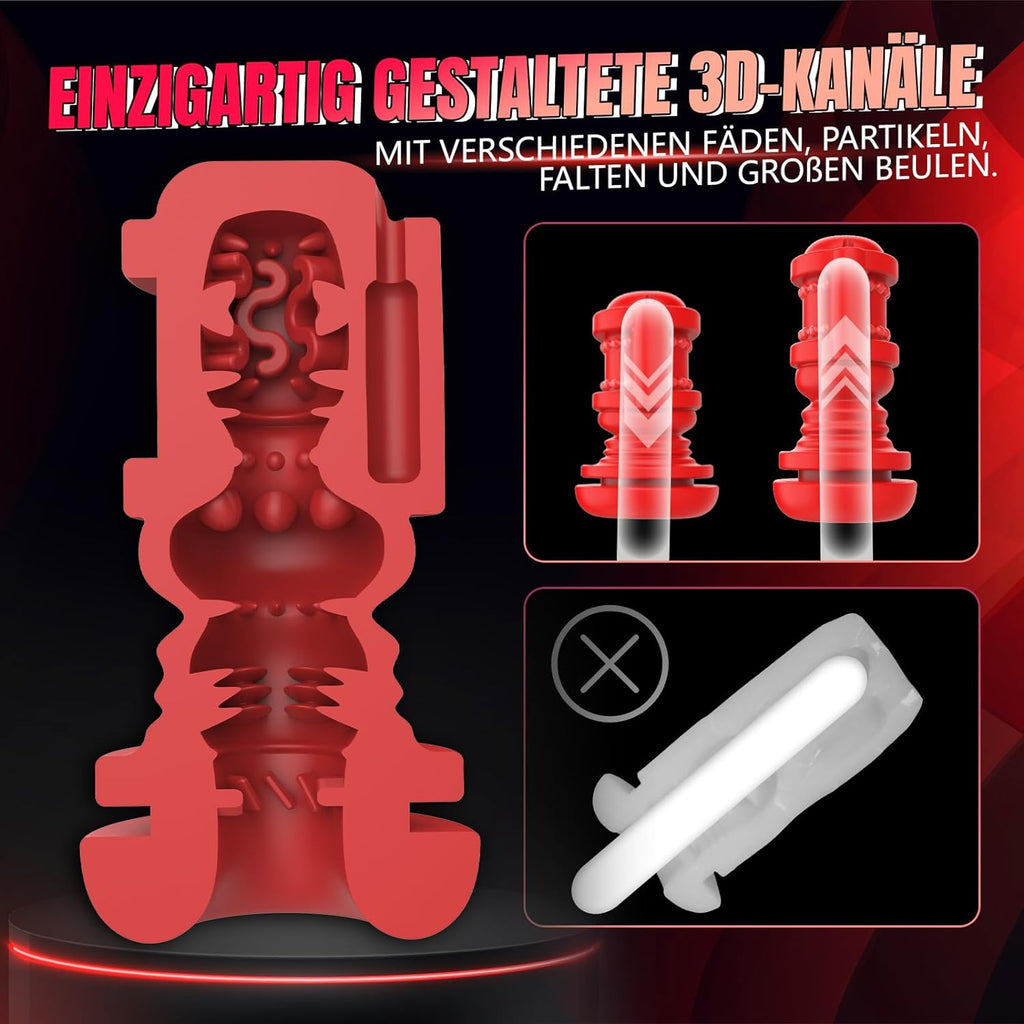Elektrischer Masturbator Cup Masturbieren für Männer, Sex Spielzeug für die Männer mit 8 Teleskopfunktion und 8 Vibrationsmodi, Sex toys 3D Vagina Taschenmuschi, LCD Display, Masturbatoren Solo