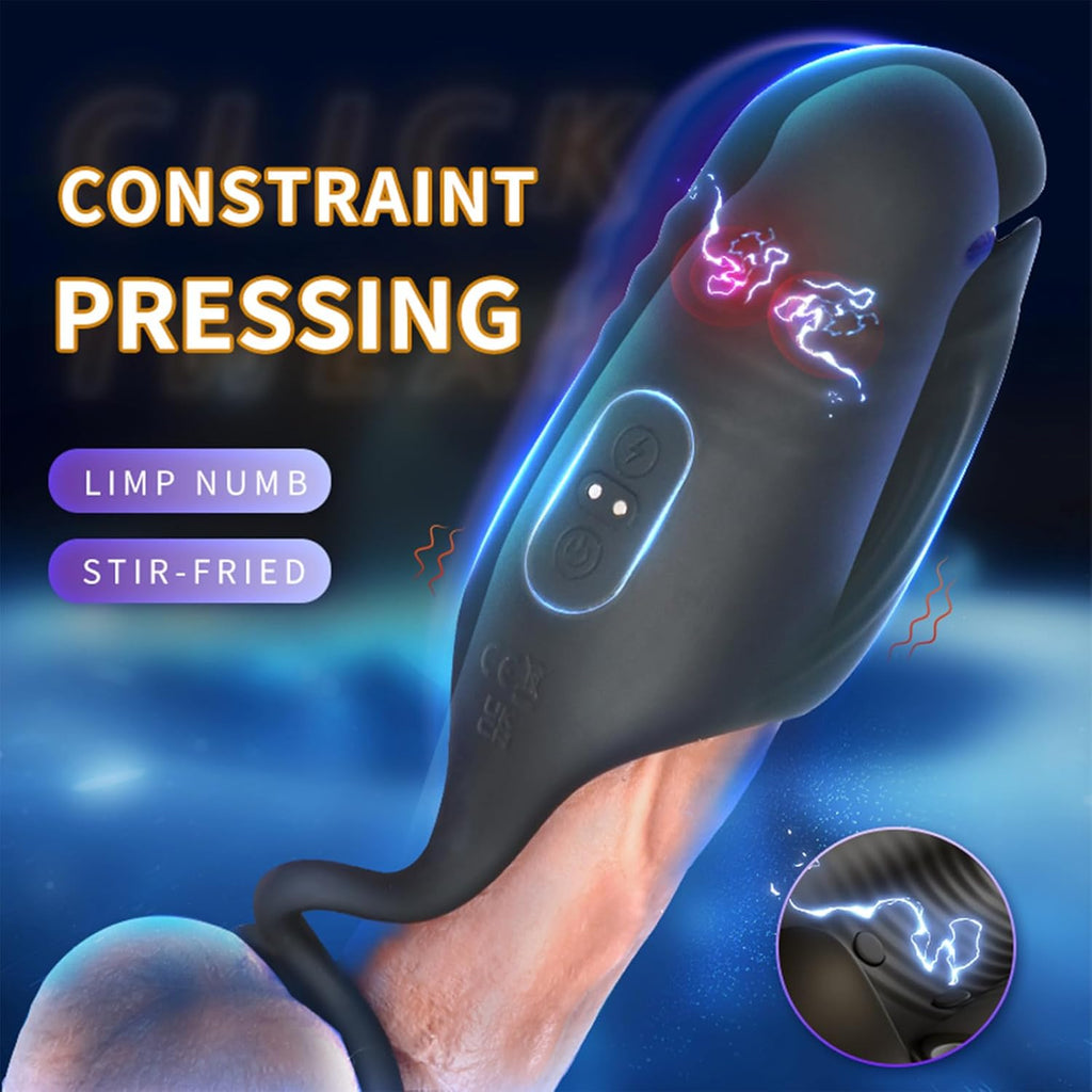 Elektrische Penis Trainer mit 5 Elektroschock-Modi und 10 Vibrationen Silikon Vibrator Masturbator Penis Stimulator Masturbieren Eichelstimulator Penistrainer Sex Spielzeug für Männer Paare