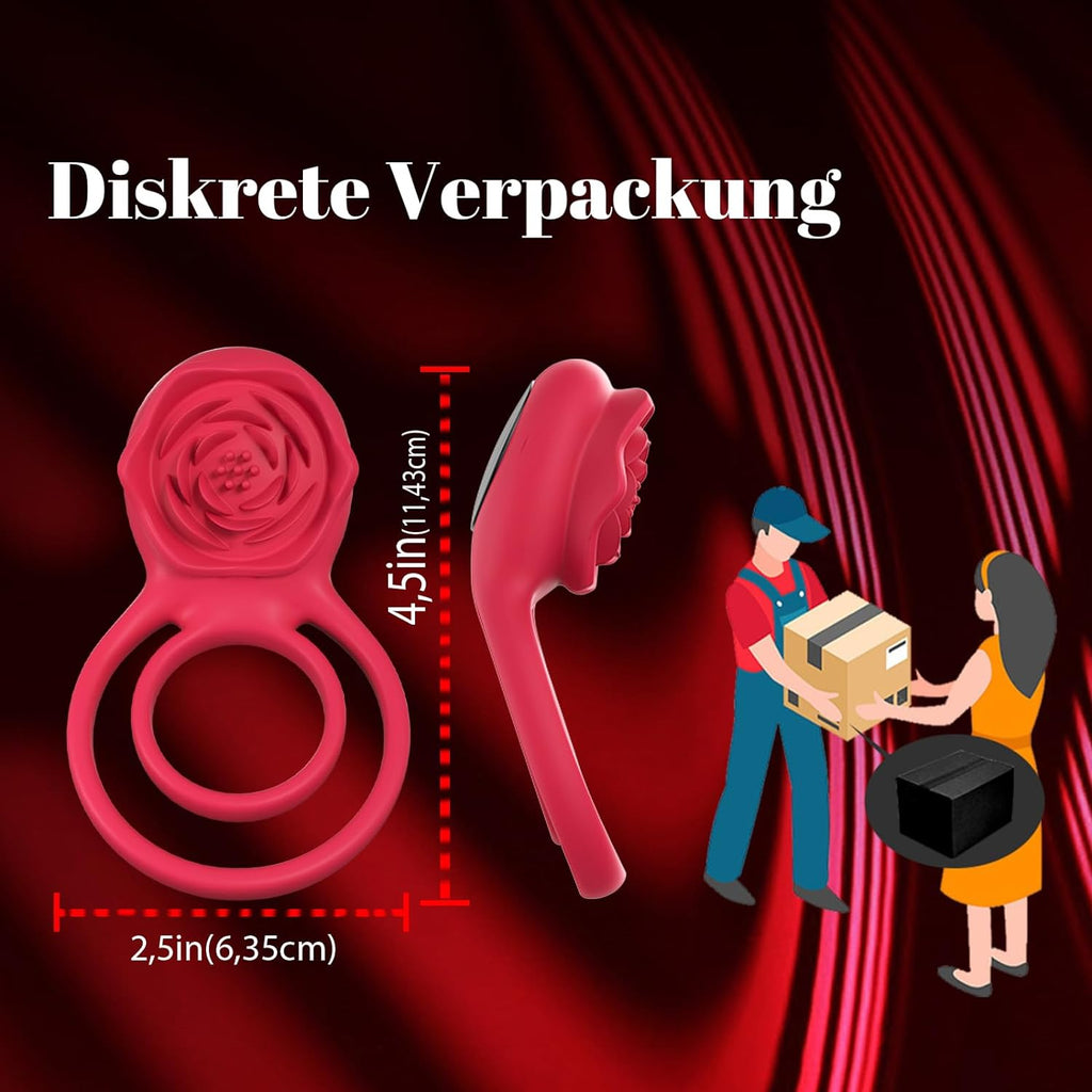 Penisring Vibrator mit Rose Klitoris Stimulator, Penis Ring Vibratoren Sex Spielzeug für Männer Paare Frauen, 9 Vibrations Cockring Erotisches Sexspielzeug Mann Paar Frau Extrem