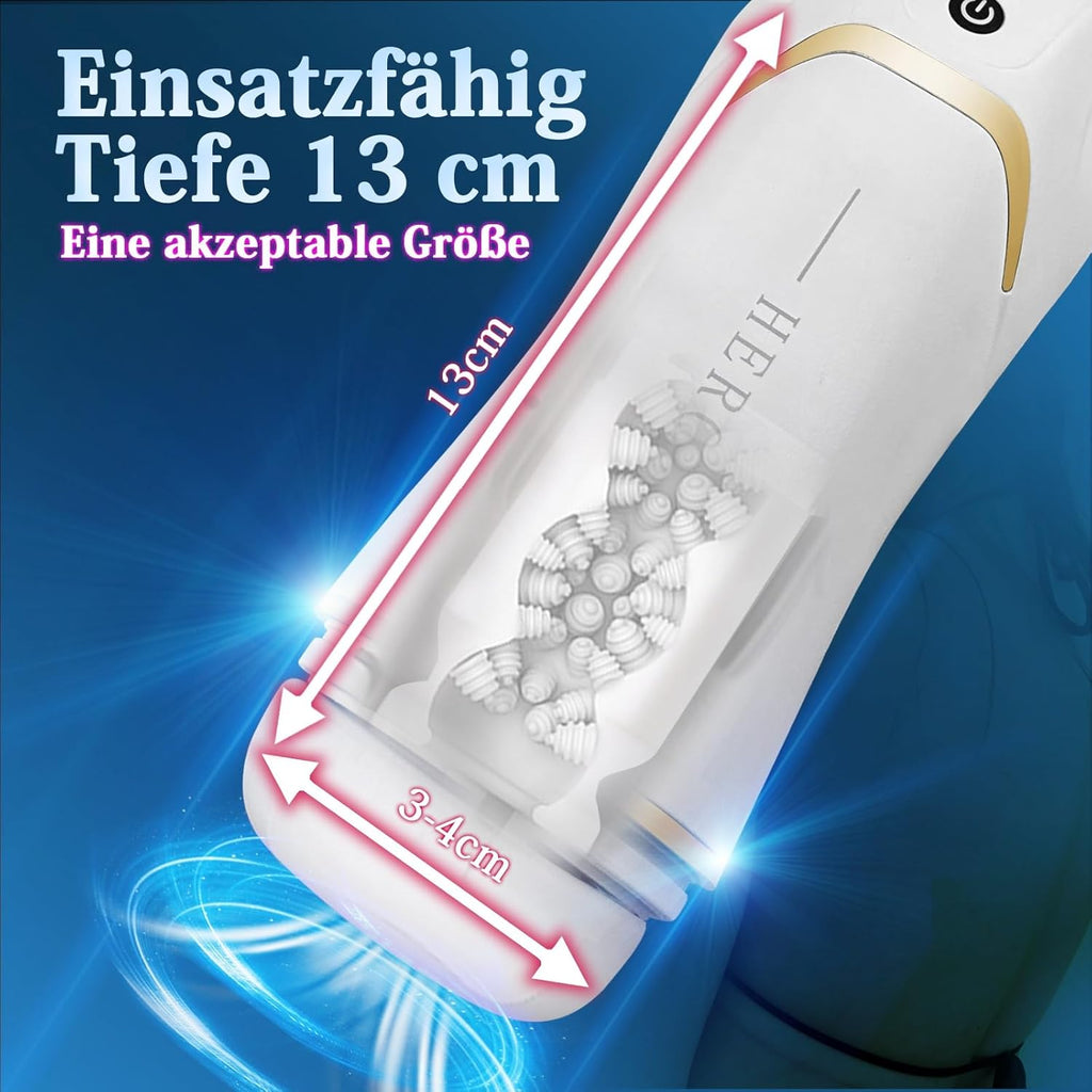 Masturbieren für Männer Elektrisch 10 Vibrationsstufen& 3 Saugstufen Masturbator Männer 42℃ Taschenmuschi Sexspielzeug Vibratorstarb Männer Elektrischer Masturbator taschenmuschi weiß