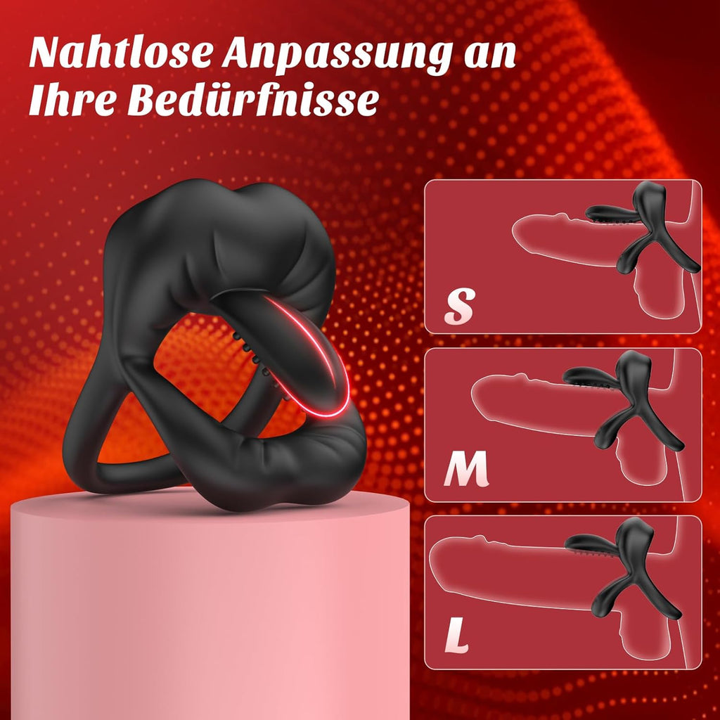 Dual Penisring Vibrator mit 360° Verstellbarem Tongue Klitorisstimulator, Sex Spielzeug für die Paare Männer, Penis Ring Sexspielzeug für Paare Extrem Sex, Penisringe Sextoysets für Paare Sex Cockring