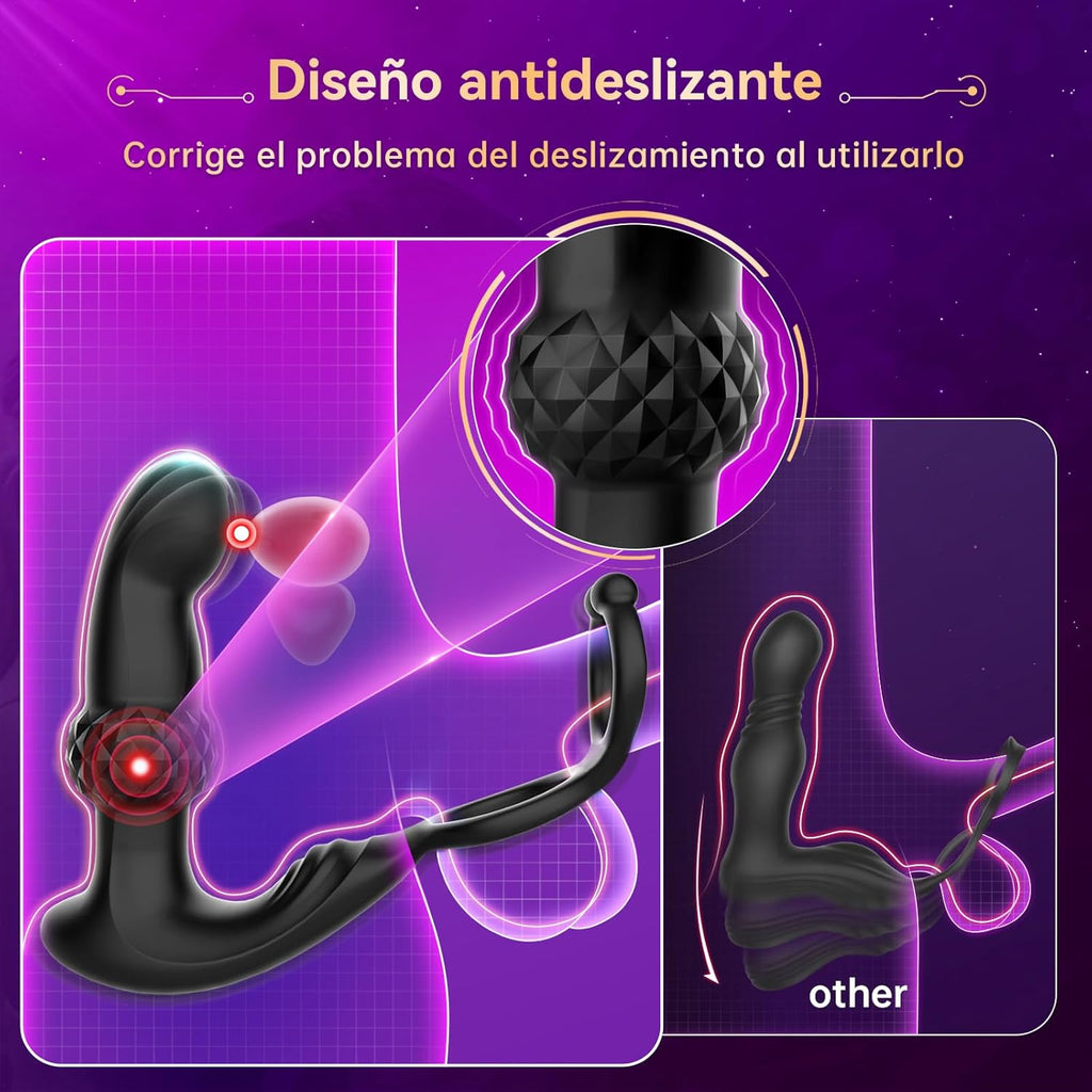 Upgraded Analvibratoren für Mann Prostata Stimulation Männer mit Dual Penisring, Diamantartiger Analplug für Männer Vibratorensets Sex Spielzeug, 30°Aufwärtsdesign Anal Vibrator mit 7 Modi & RC