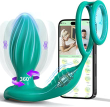 Laden Sie das Bild in den Galerie-Viewer, 360° Rotierendes Analvibrator-Prostata-Massagegerät mit APP Fernbedienung,Anal Plug Vibratoren 9 Vibrations &amp; 9 Rotationsmodi,Silikon Penisringe Analvibratoren Sexspielzeug für Männer Paare.