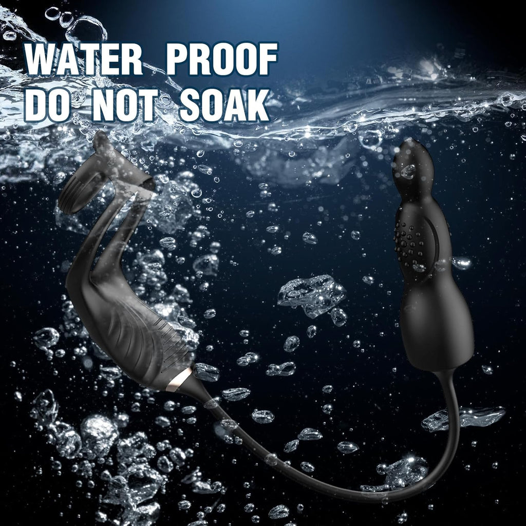 Prostata Vibrator Stimulator mit Stoßfunktion, 10 Vibrationsmodi Extrem Silikon und Doppel Penisring, Penis Vibrator mit Fernbedienung Sex Spielzeug Anal Dildo Analplug Analvibratoren für Mann