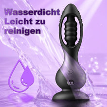 Laden Sie das Bild in den Galerie-Viewer, Kabelloser Vibrations Analplug Prostata Massager für Männer mit Fernbedienung 10 Vibrationsmodi Kugel Design IPX6 Wasserdicht Magnetisches Laden Medizinisches Silikon Leise Schwar