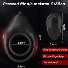 Laden Sie das Bild in den Galerie-Viewer, Dual Penisringe Vibrator, Dehnbarer Vibratorensets für Männer Sex Spielzeug mit 10 Modi Penis Stimulation G-Punkt Vibrator, Erotik Sexspielzeuge für Männer Paare, Schwarz