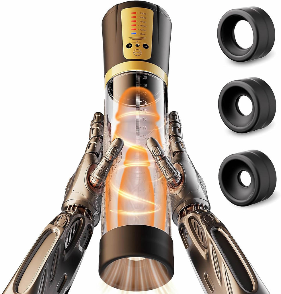 Elektrische Penispumpe Masturbator Sex Spielzeug für die Männer - Vakuumpumpe mit 5 Starken Saugmodi Penies Pump mit 6 Penisringe & 3 Silikonhülsen Erotisches Sexspielzeug für Männer Penisvergrößerung