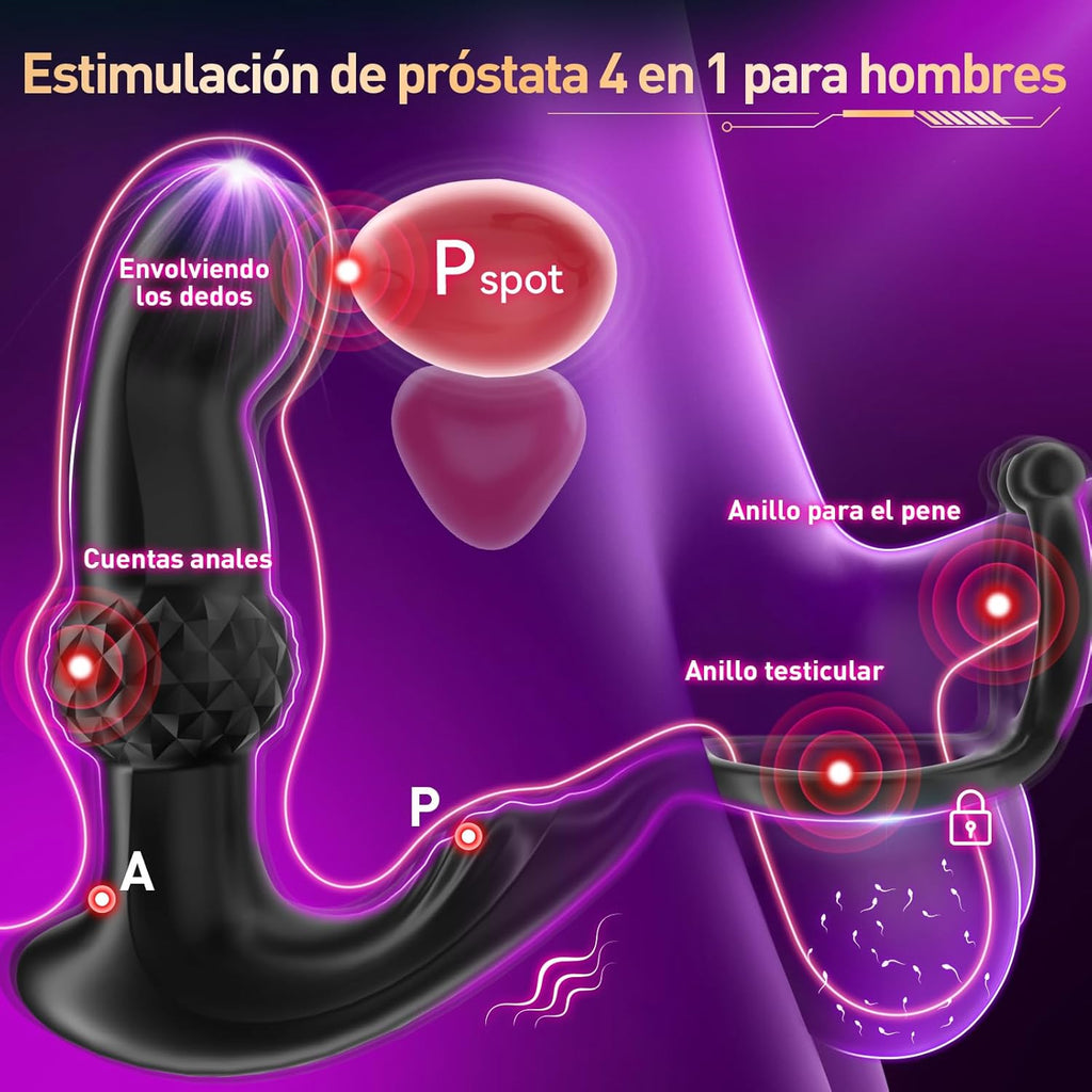 Upgraded Analvibratoren für Mann Prostata Stimulation Männer mit Dual Penisring, Diamantartiger Analplug für Männer Vibratorensets Sex Spielzeug, 30°Aufwärtsdesign Anal Vibrator mit 7 Modi & RC