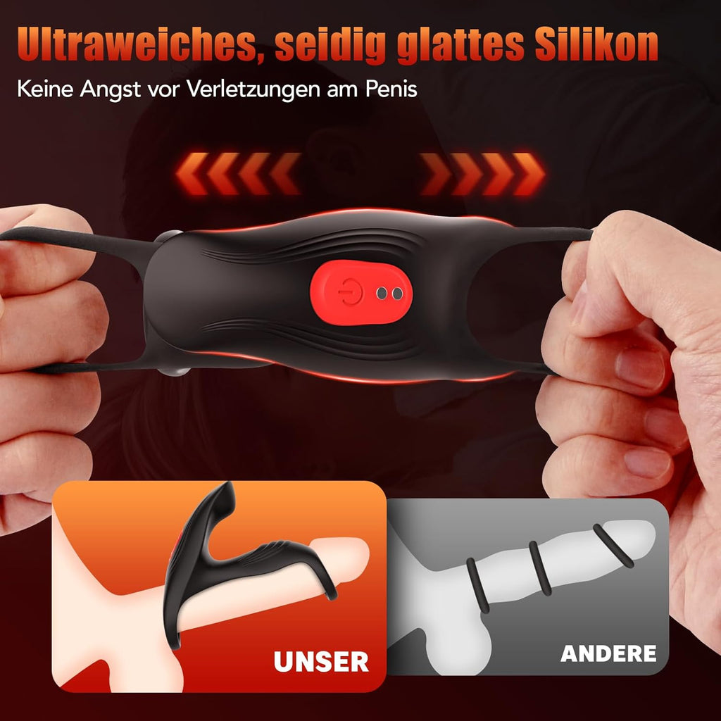 Penisring Sex spielzeug für Paare extrem sex, Penis Ring Erotik Sex Spielzeug für die Männer, Cockring Erotisches Sexspielzeug für Klitoris, 12 Vibrationsmodi Dual Penisring Massagegerät Schwarz