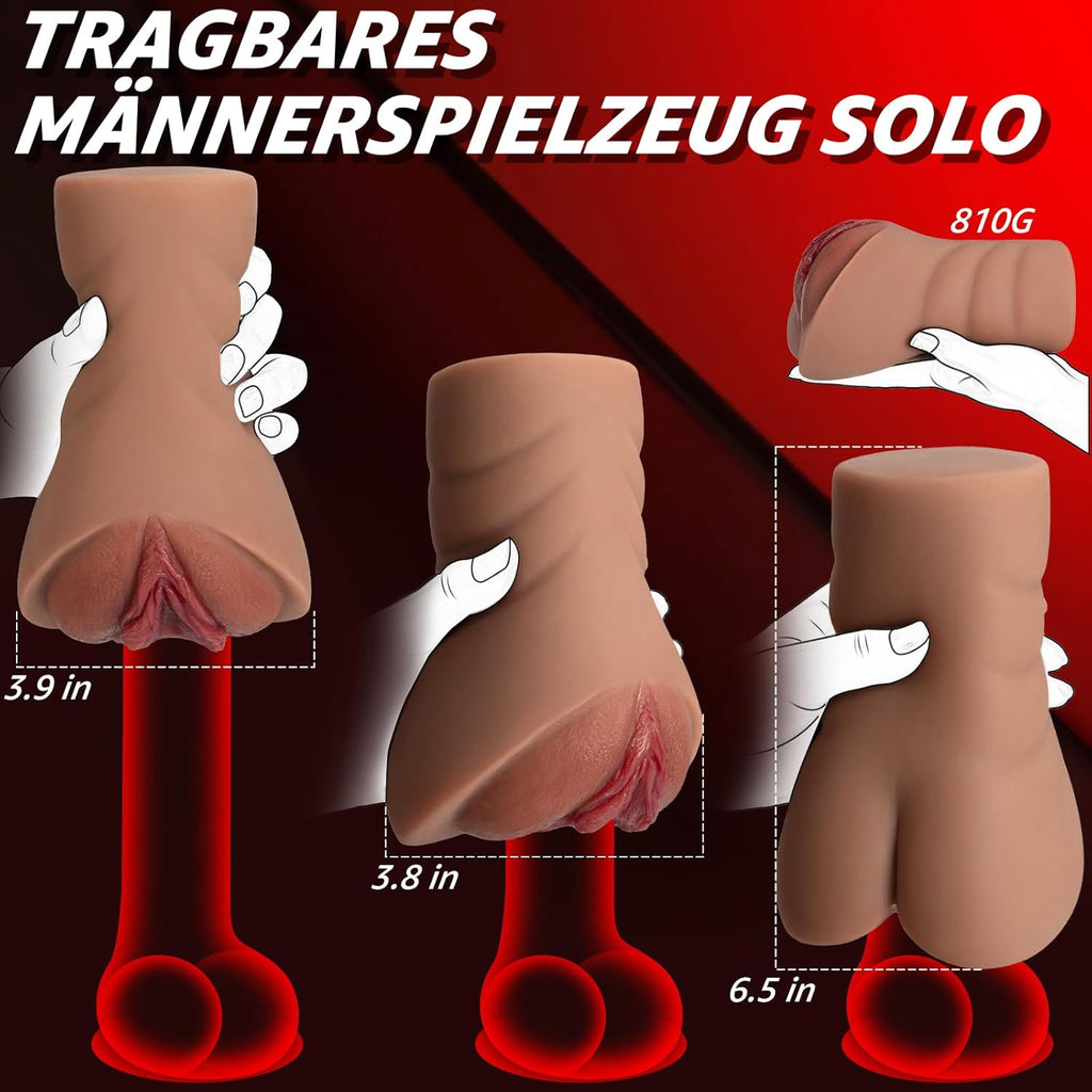 Realistischer Masturbator Taschenmuschi Silikon Masturbieren Sex Spielzeug mit 6D Klitoris Doppelkanal Masturbator Groß für Mann 2 in 1 Anal Erotik Sexspielzeug für die Männer solo
