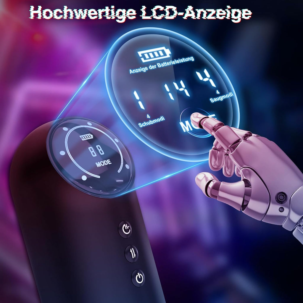 Masturbator Sex Spielzeug für die Männer solo, Masturbieren elektrisch mit Heizung 10 Vibrations-, 4 Saug- und 4 Schubmodi, Mann Penis Pumpe Pussy Sexspielzeug Blowjob Taschenmuschi Groß Masturbatoren