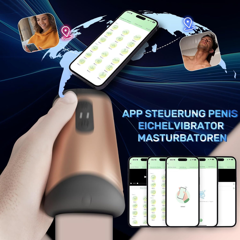 Elektrischer Masturbator Penistrainer Vibrator mit App Steuerung Masturbieren Männer mit 10 Modi, 2 in1 Sexspielzeug Eichel Stimulator mit Penisring Mann Sex für solo
