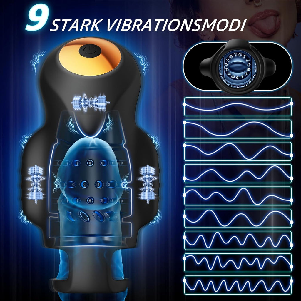 Masturbieren für Männer Penis Vibrator Eichel Stimulation Trainer,Sex Spielzeug für die Männer Zunge Oralsex Masturbator 9 Modi, Sex Toyset für Man Vibratorensets Sexspielzeug Solo Masturbatoren