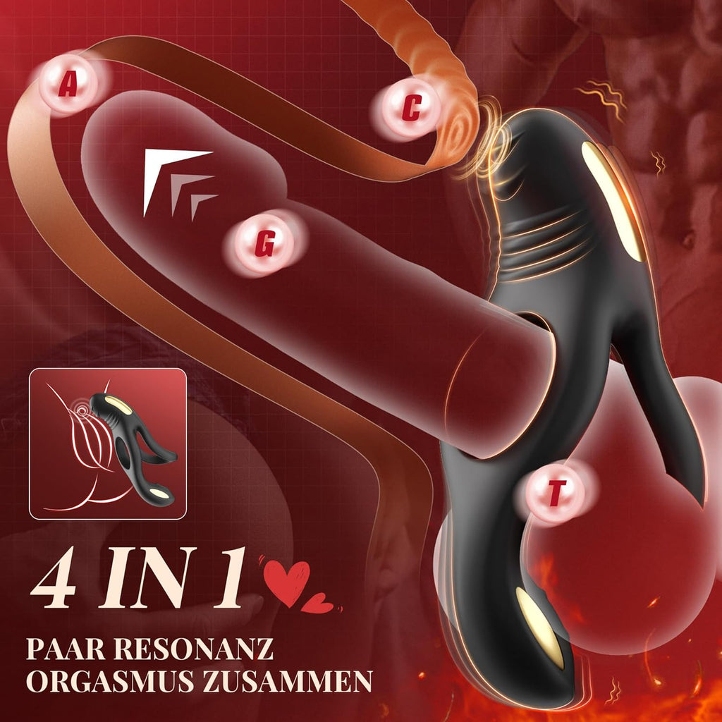 Penisring Vibrator Spielzeug für die Paare Klitoris, Penis Ring Erotisches Sex Spielzeug für Paare Extrem Sex 10 Vibrationsmodi, Penisringe Sex Spielzeug für die Männer Solo Dual Cockring Massagegerät