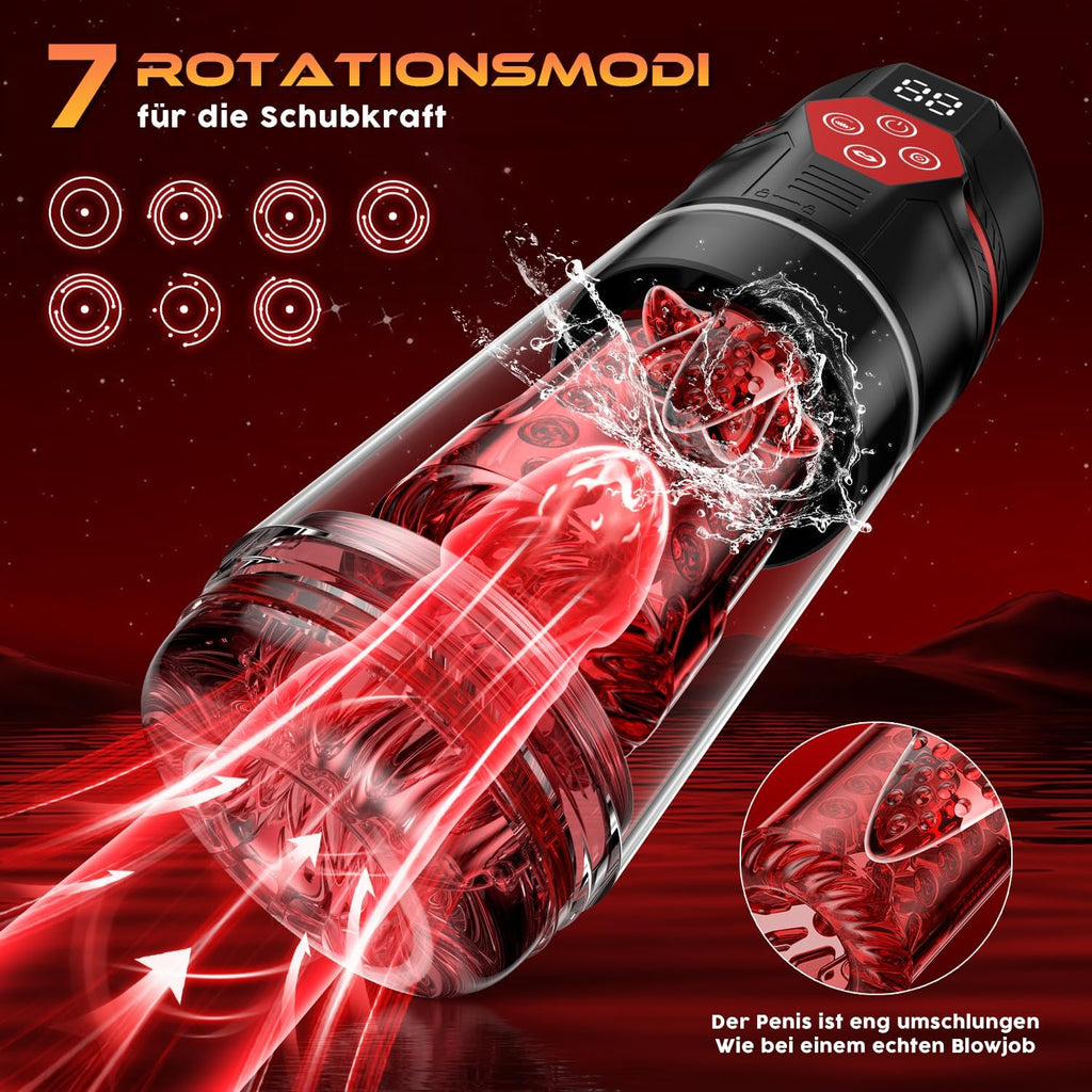 Elektrischer Masturbator Sex Spielzeug für die Männer,Masturbieren für Männer mit 7 Modi Saugen & Vibrieren & Schieben & Rotieren,Taschenmuschi Realistisch Stimulator 3D Realistischer Vagina,Sex Toy