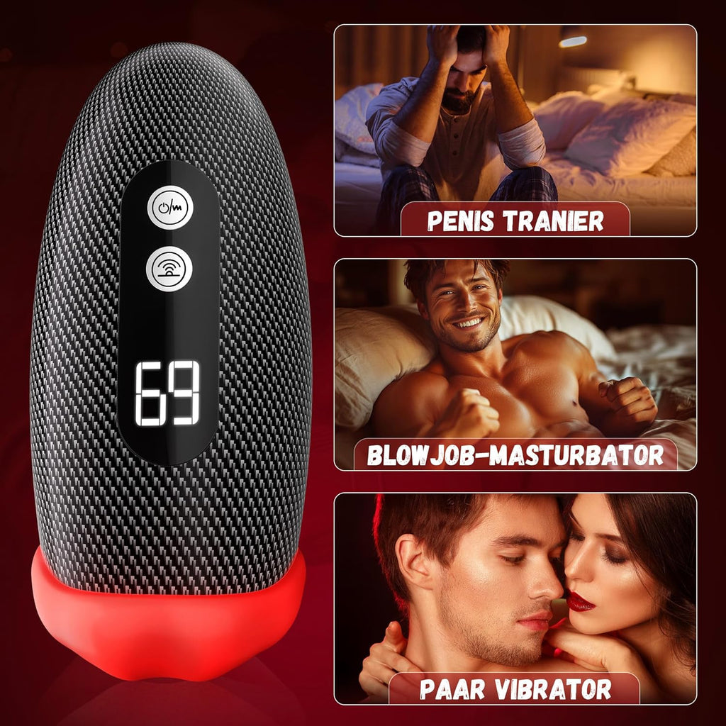 Masturbieren für Männer Vibratorensets Masturbator, 9x9 Klopfen-Lecken-Vibration Sex Spielzeug für die Männer Taschenmuschi Penis Vibrator Eichel Sexspielzeug Solo Masturbatoren