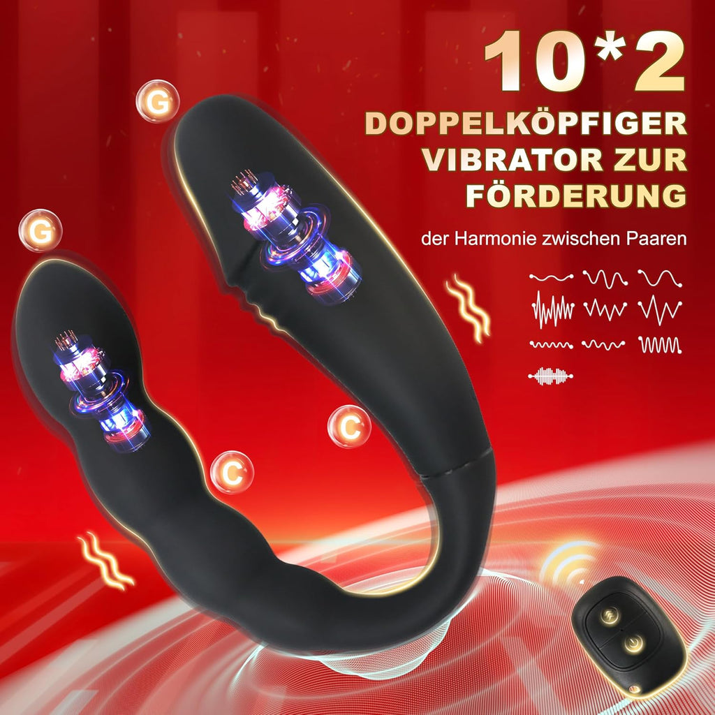 Doppeldildos Dildo Anal Vibrator Klitorisstimulator G-punkt Vagina Klitoris Anal Massage Drahtlose Steuerung Dildo Doppel Headed Vibratoren U-förmigen Sex spielzeug für Frauen Lesben Paar