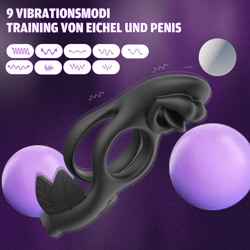 Penisring Vibrator für Paare Cock Ringe mit 9 Vibrationsmodi für die gleichzeitige Stimulation von Klitoris und Hoden Dual Cockring Massagegerät Silikon Sexspielzeug für Männer und Frauen