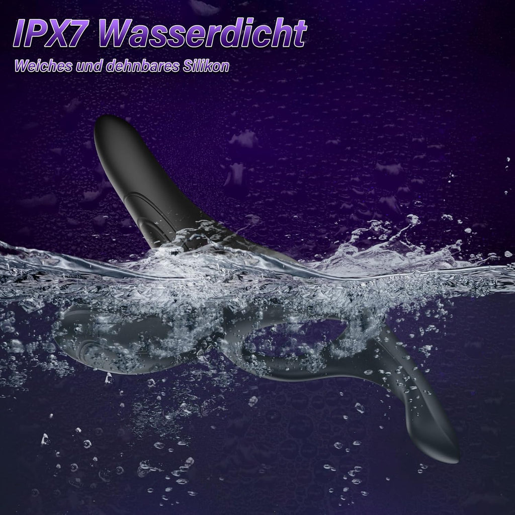 Penisring Vibrator Sex Spielzeug für Paare - 3 in1 Dual Cockring Sexspielzeug für die Männer Paare Extrem Sex für Penis Hoden mit 9 Vibrationsmodi, Vibration für Frauen Prostata Stimulation Männer