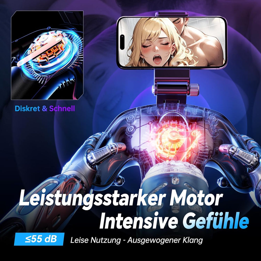 Masturbator Mann mit Handyhalter & Doppelseitigen Tasten, 5 Schubmodi, 1-10 cm Stoßweg, Masturbator Männer Sex Sexspielzeug Masturbatoren
