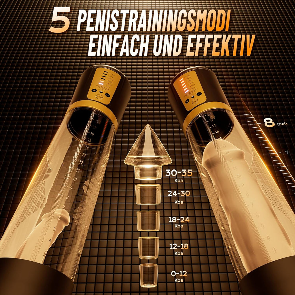 Elektrische Penispumpe Masturbator Sex Spielzeug für die Männer - Vakuumpumpe mit 5 Starken Saugmodi Penies Pump mit 6 Penisringe & 3 Silikonhülsen Erotisches Sexspielzeug für Männer Penisvergrößerung
