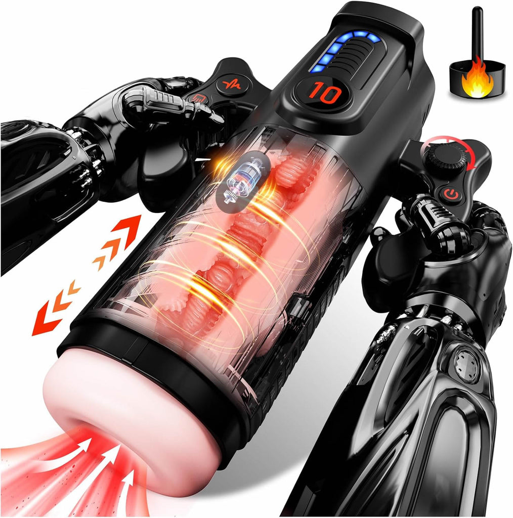 LED Mastrubrator für Manner Handfrei mit Schub, Saug und Vibrationsmodi, Penis Vibratorensets Sexspielzeug für Manner Solo