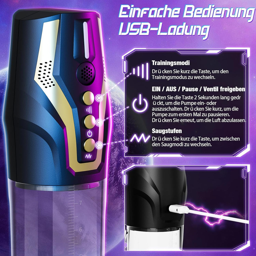 Elektrische Penispumpe Penisvergrößerung Sexspielzeug Masturbator - Sprachsteuerung Penispumpen mit 4 Saugstufen & 4 Trainingsmodi Masturbieren für Männer Sex Sexspielzeug Sex Spielzeug für die Männer