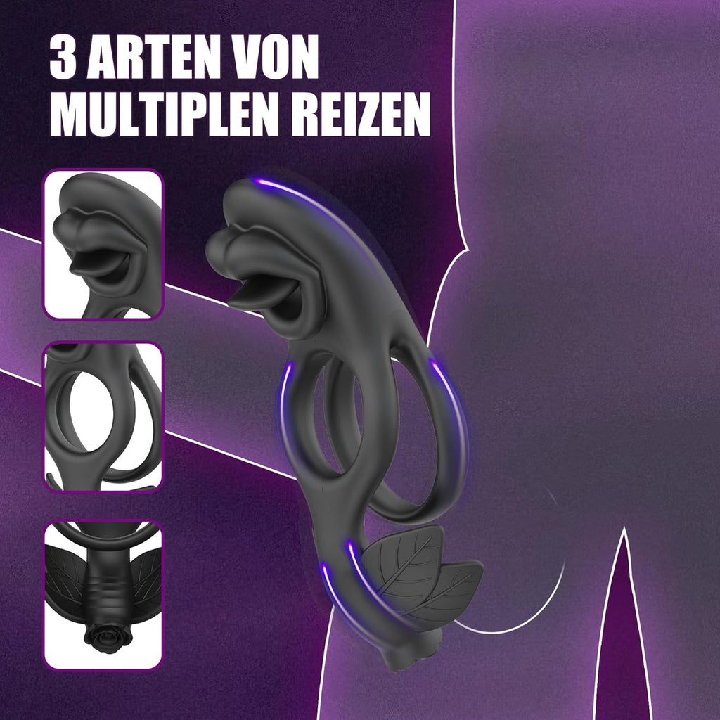 Penisring Vibrator für Paare Cock Ringe mit 9 Vibrationsmodi für die gleichzeitige Stimulation von Klitoris und Hoden Dual Cockring Massagegerät Silikon Sexspielzeug für Männer und Frauen