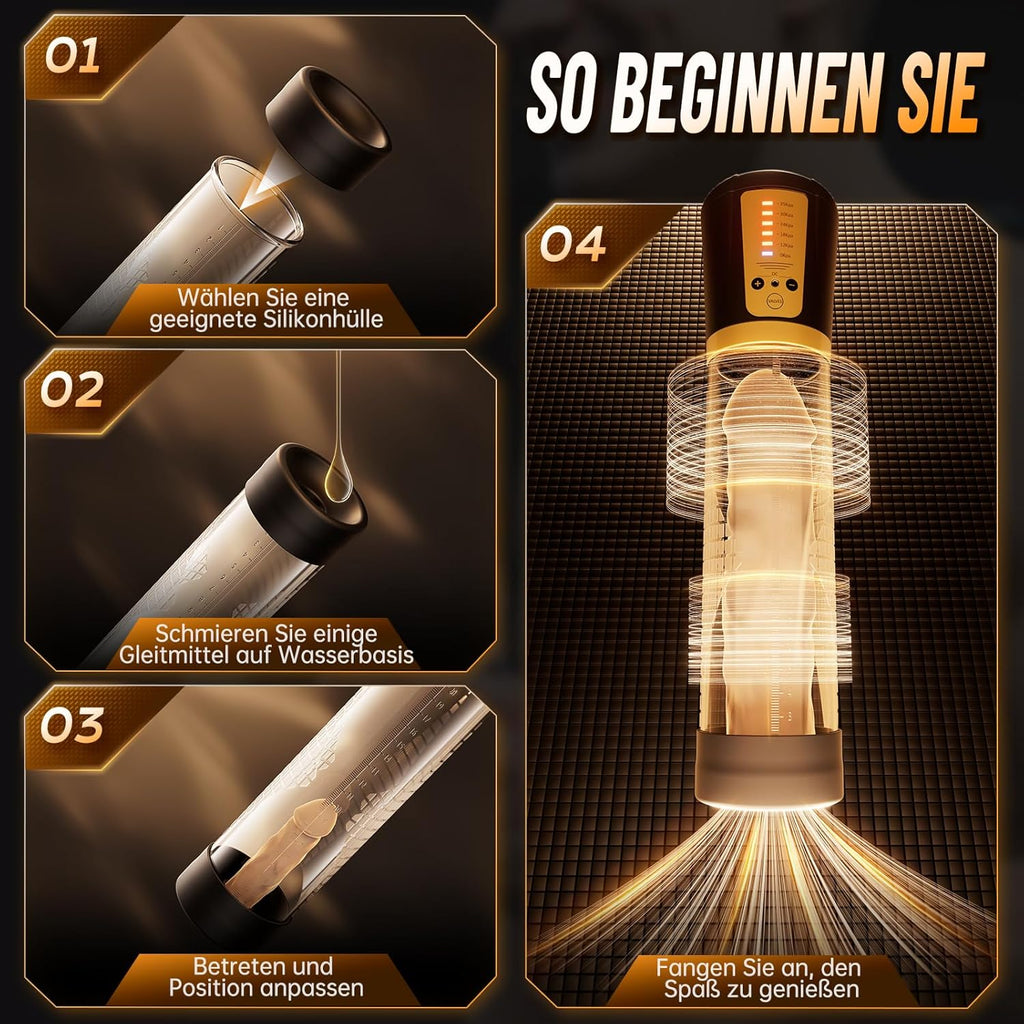 Elektrische Penispumpe Masturbator Sex Spielzeug für die Männer - Vakuumpumpe mit 5 Starken Saugmodi Penies Pump mit 6 Penisringe & 3 Silikonhülsen Erotisches Sexspielzeug für Männer Penisvergrößerung