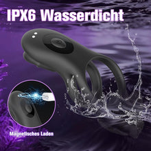Laden Sie das Bild in den Galerie-Viewer, Penisring Vibrator für Paare Cock Ringe mit 9 Vibrationsmodi für die gleichzeitige Stimulation von Klitoris und Hoden Dual Cockring Massagegerät Silikon Sexspielzeug für Männer und Frauen