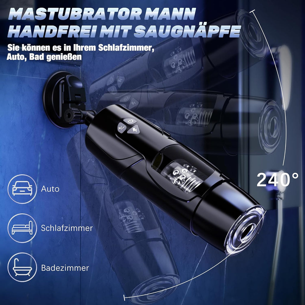 Pangpangmi Elektrischer Masturbator Masturbieren für Männer, Sex Spielzeug für die Männer mit 7 Modi Teleskopfunktion und Rotierende, Masturbatoren Taschenmuschi Penis Sexspielzeug, Schwarz
