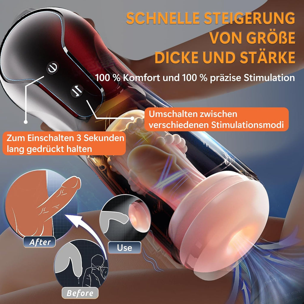 Masturbieren für Männer PINTLE Elektrische Cup-Masturbatoren mit 10 Saugen & Schlucken & Vaginalverengung & Kolbenbewegung Leise Bohrmaschine Blowjob Sex Spielzeug für die Männer Paare Solo Sextoys