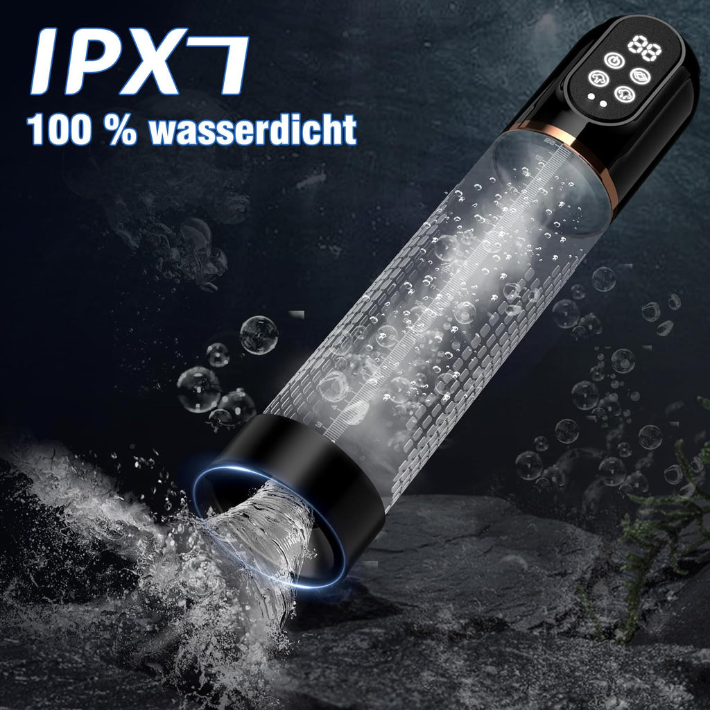 Penispumpe für Penisvergrößerung Sex Spielzeug für die Männer, Elektrische Penis Vakuumpumpe mit Taschenmuschi 4 + 3 Saugstufen, IPX7 100% Wasserdicht Erektion Masturbator mit 2 Silikonhülsen