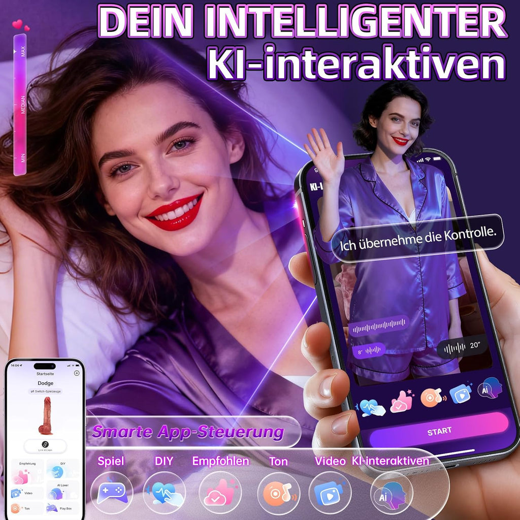 3-in-1 APP-Steuerung Dildo Vibratorensets für Frauen, 7×7 Modi Stoß-Dildo mit Vibration & Jetfunktion, Realistisches Design, USB-Aufladbar, Sex Spielzeug für die Frau & Paare