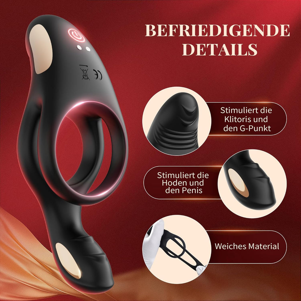 Penisring Vibrator Spielzeug für die Paare Klitoris, Penis Ring Erotisches Sex Spielzeug für Paare Extrem Sex 10 Vibrationsmodi, Penisringe Sex Spielzeug für die Männer Solo Dual Cockring Massagegerät
