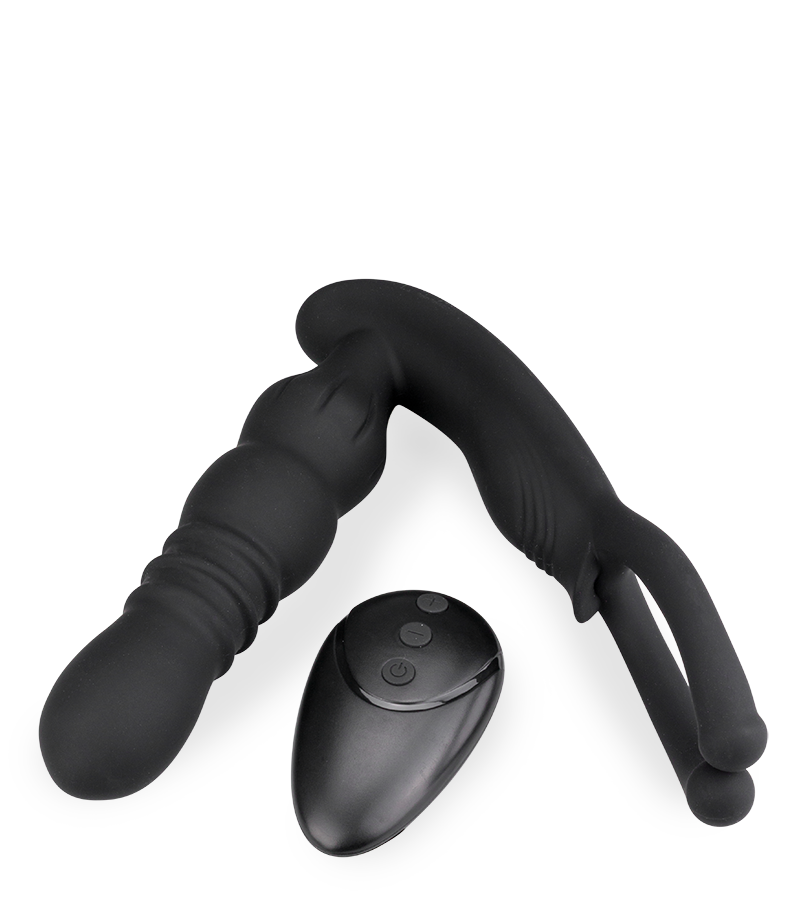 Analplug mit Hoden-Massager und Vibrations- und Stoßfunktion Ode