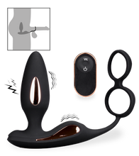 Laden Sie das Bild in den Galerie-Viewer, Analplug mit Vibration und Estim und Cockring Fever