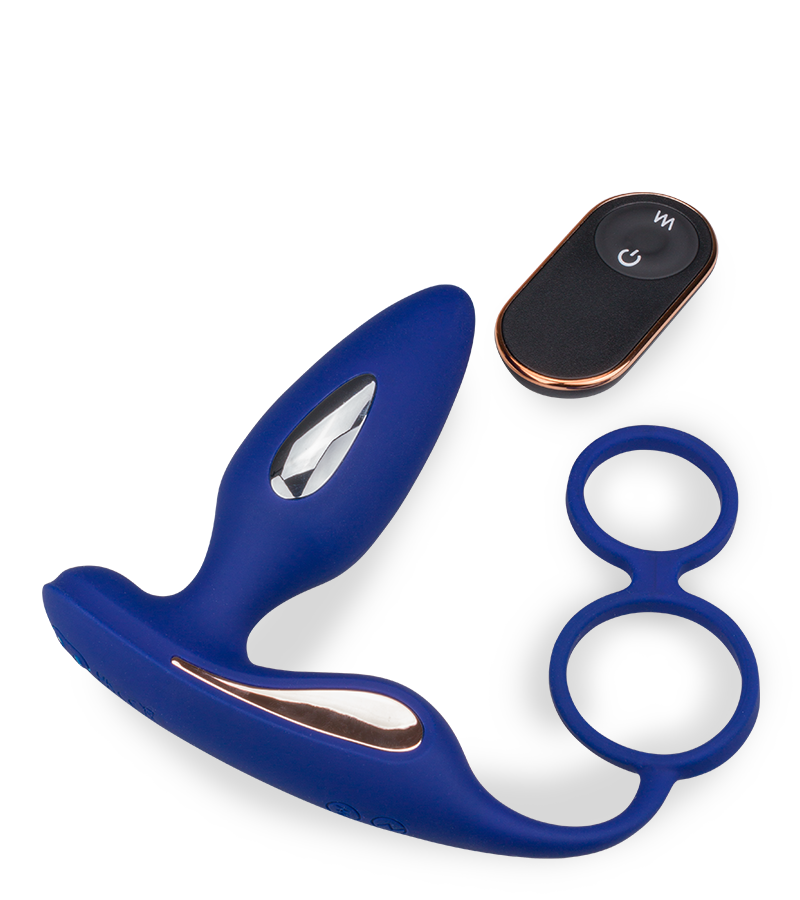 Analplug mit Vibration und Estim und Cockring Fever