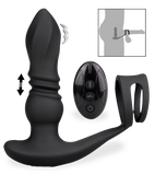 Analplug mit Vibrations- und Stoßfunktion und Doppel-Cockring Toronto