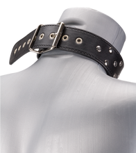 Laden Sie das Bild in den Galerie-Viewer, BDSM-Halsband mit Flachnieten, O-Ring und Leine