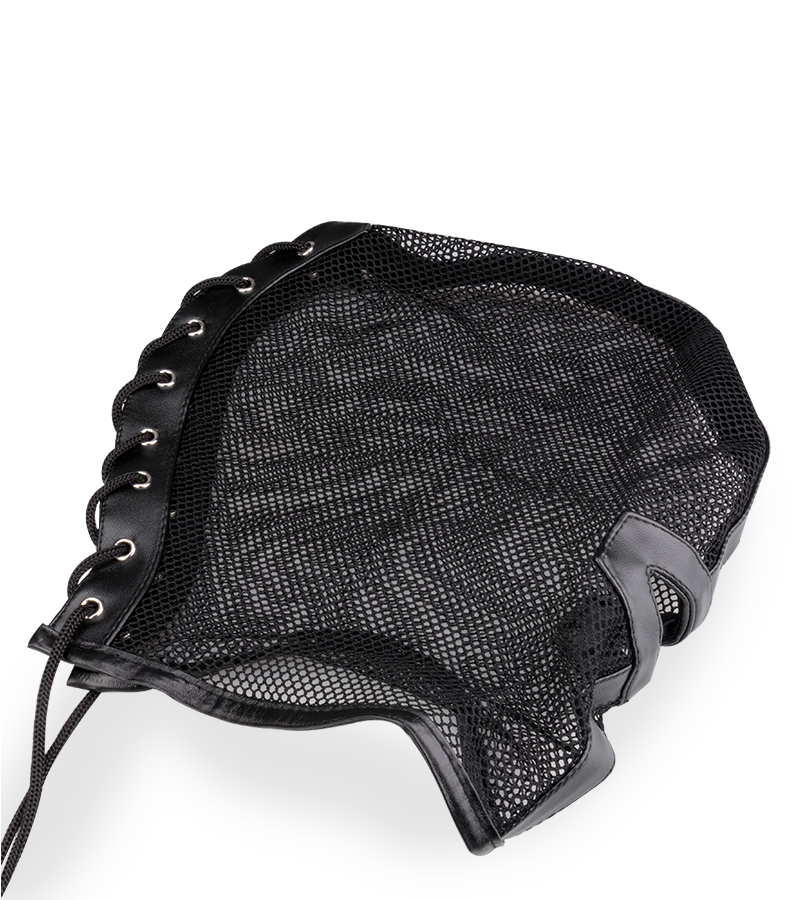BDSM-Kopfhaube aus Netzstoff mit Mund-Öffnung