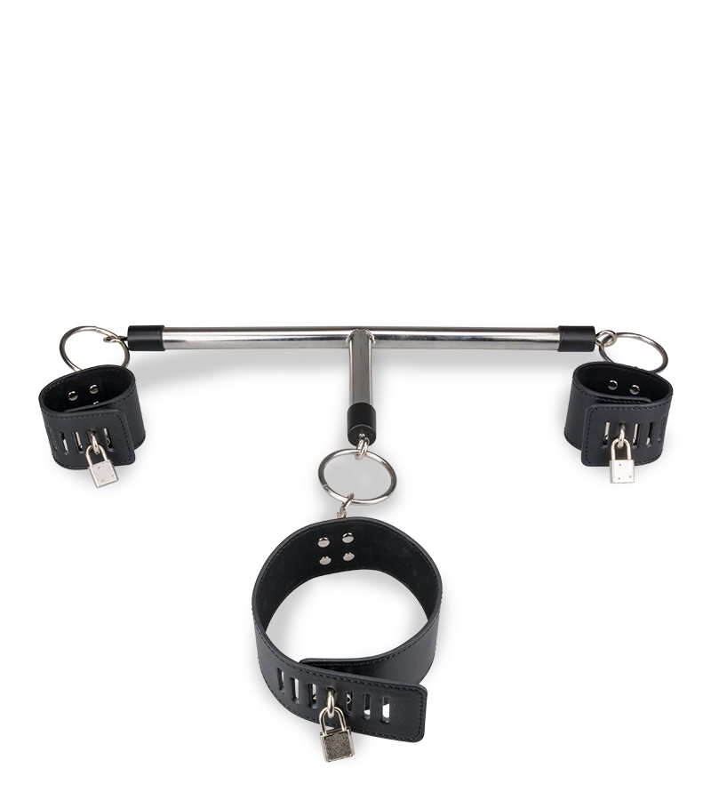 BDSM-Stange mit Halsband und Handfesseln